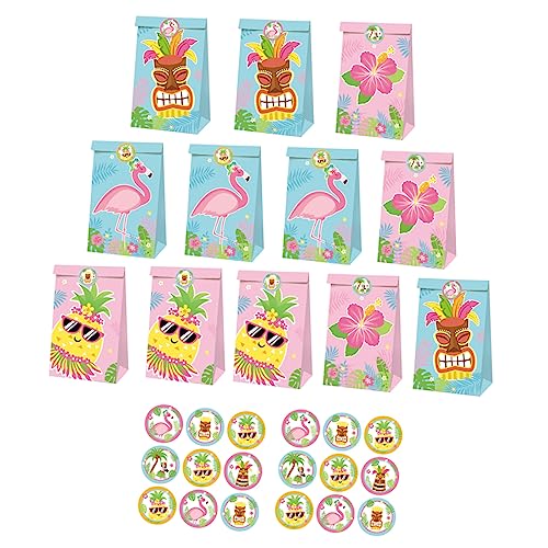 VERDANVERSE 火烈鳥テーマの多用途 袋 種各入り おしゃれなパーティー用ラッピングバッグ 食品グレードの紙素材 夏祭りや誕生日に