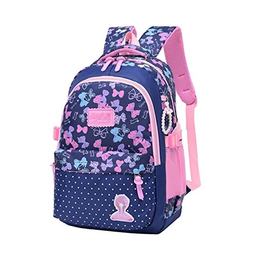Amythe Sac à Dos pour Filles, Sac D'école pour Filles, Sac à Dos Décontracté léger Imperméable Joli Nœud Imprimé Sac à Dos de Voyage pour Filles âgées de 8 9 10 11 12 ans