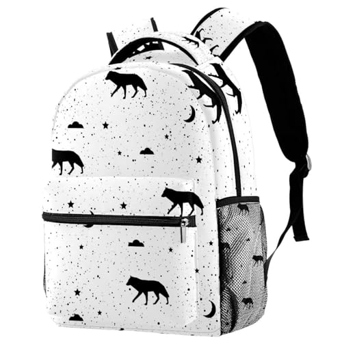 Sac de voyage décontracté loup et lune pour les sorties des ados et étudiants