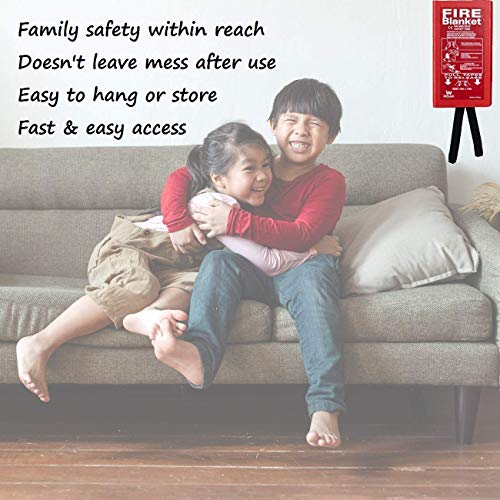 Fire Blanket For Home XL - 47 x 47 Fire Blankets Emergency For People Fire Retardant Blanket Fire Shelter Large Suppression Fiberglass Kitchen Home Restaurant House Fire Proof Survival Safety Reusable