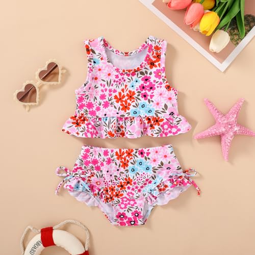 Image of HAPPYMA Baby Swimsuit Toddler Girl Bathing Suit Summer Stripe Bikini Set Beach Two Piece Swim Wear