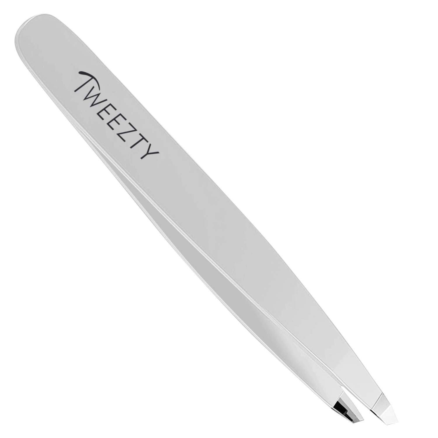Slanted Tweezers - Stainless Steel Tweezers Best Precision Silver Tweezers for Eyebrows