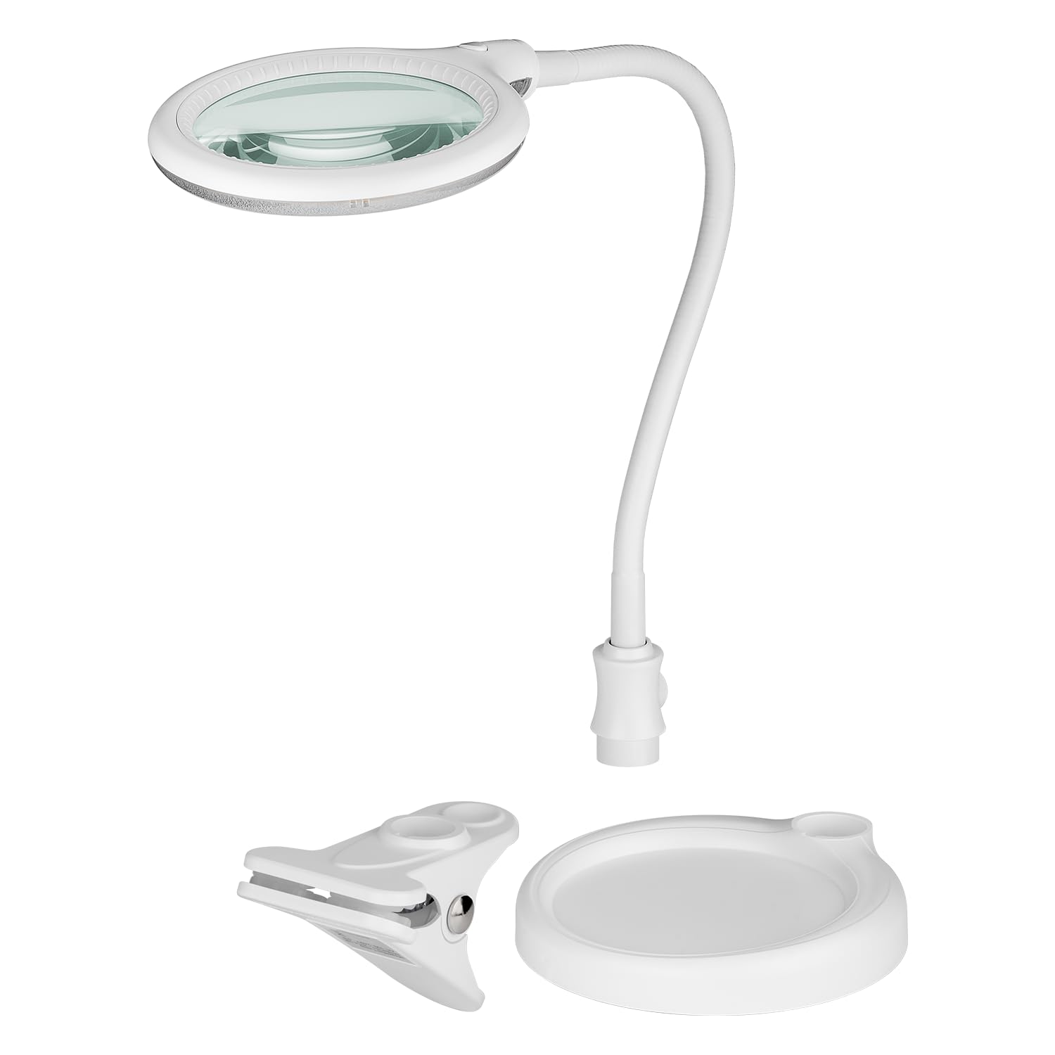 goobay 60359 LED lampa z lupą – lampa z lupą ze stojakiem – lupa stojąca – pobór mocy 6 W – temperatura barwowa 6200 K – strumień świetlny 480 lm, biała