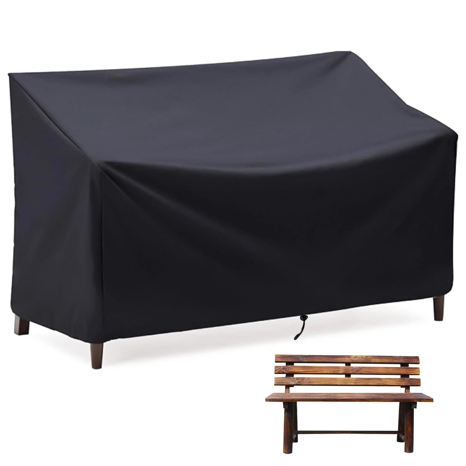 Copertura Panca Contenitore, Copri Panca 3 Posti, Copertura Divano Giardino, con Aperture di Ventilazione, per Mobili da Giardino, Balcone, Terrazza, 162×66×89cm