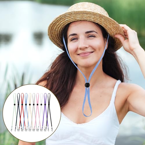 10 peças de clipe de chapéu para chapéus de viagem, cordão removível para queixo, à prova de vento,