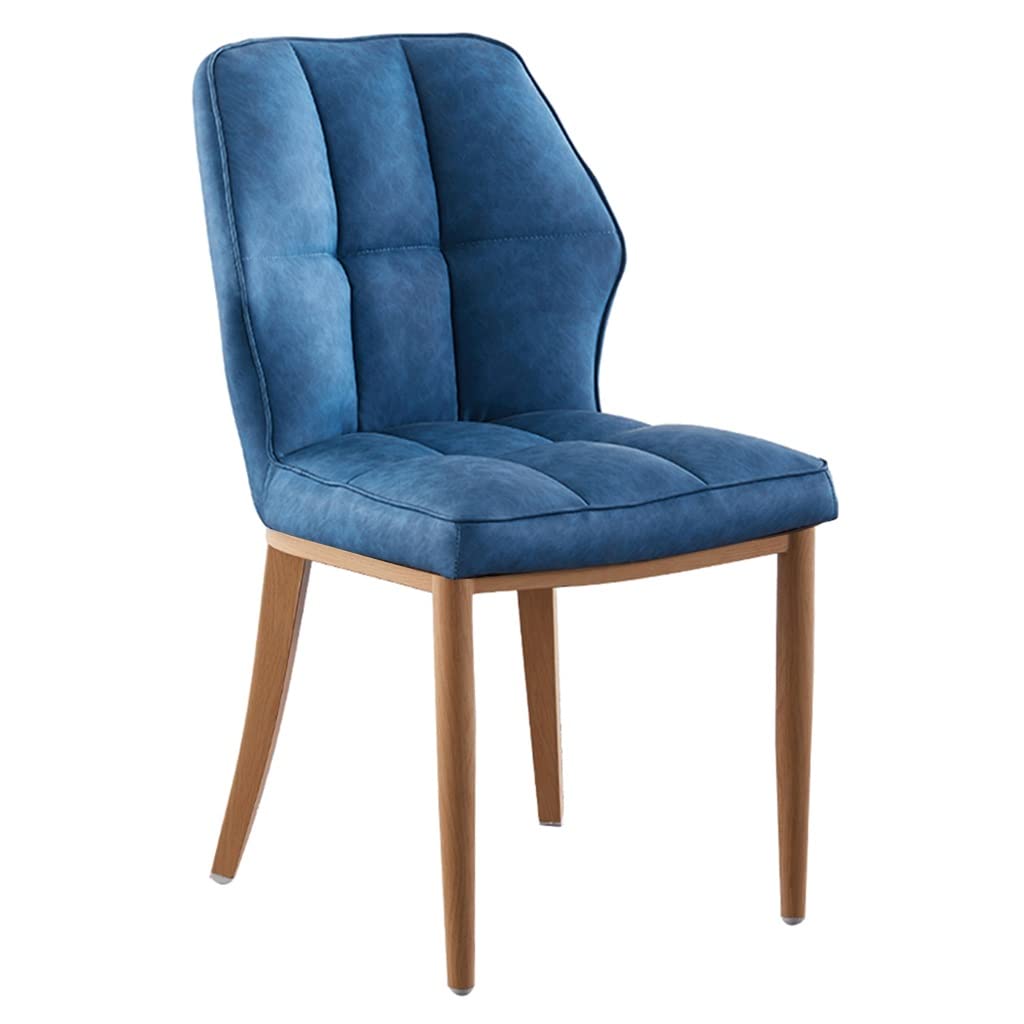 GIZNXBA Modern Dining Chairs Faux Leather Kitchen Chair, Living Room Chairs, Upholstered Side Chair With Metal Legs Accent Chairs For Dining Room Kitchen Bedroom Vanity (Color : /Dark Blue)