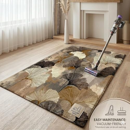 Image of DECOMIZER 5x7 Feet Premium Carpet for Hall | Rug Runner and Carpets for Bedroom /Living Area /Home with Anti Slip Backing | Machine Washable - BeigeLily