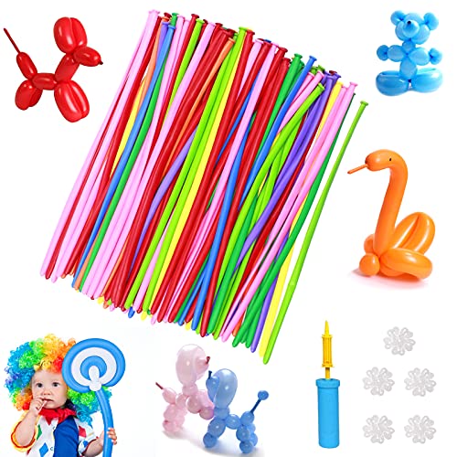 200pcs Modeler Ballons,Ballons de Baudruche en Latex Longue, Ballons de Modélisation avec Pompe,Couleur Ballons à Modeler,Magiques Ballons,pour Décoration de Fête, Anniversaires ou Cérémonie