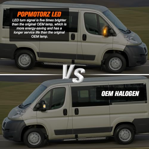 POPMOTORZ 2 Stücke LED Spiegelblinker Binker für Boxer Fi-at Ducato Ram Promaster C-itroen Jumper C-itroen Relay, Schwarz