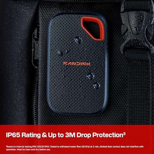 Image of SANDISK 1TB Extreme Portable SSD (New Model) - up to 2000MB /s Transfer speeds, USB Type-C connectivity, Reliable Durability - Black - SDSSDE70-1T00-G25