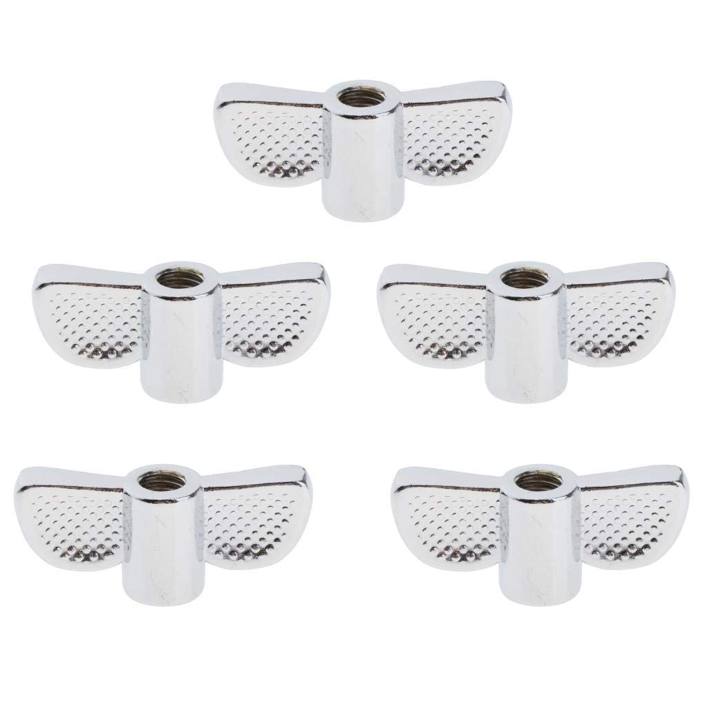 5 tuercas de ala de soporte de platillos de 8 mm para rendimiento de etapa de práctica M8, color plateado