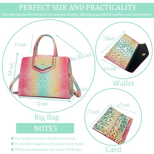 Image of Makcr Joacbv Women Embossed Pattern Satchel Handbags Wallet 3 pcs Set Crossbody Tote Top Handle Vegan Leather Ladies Bag | Embossed Pattern
