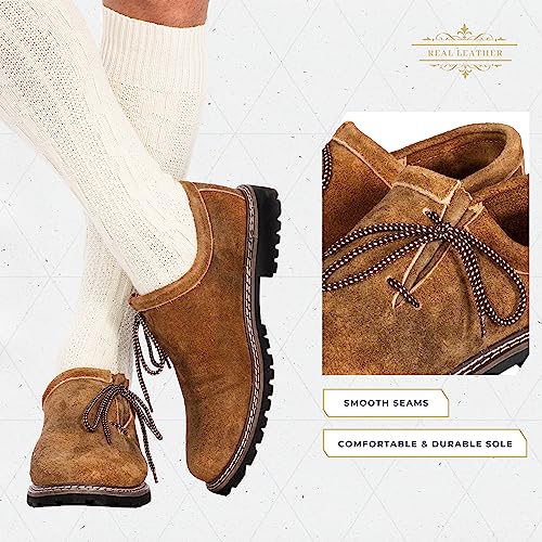BAVARIA TRACHTEN Lederhosen Boots - Haferl Authentic German Shoe for Oktoberfest Outfit - Real Leather Dark Brown2