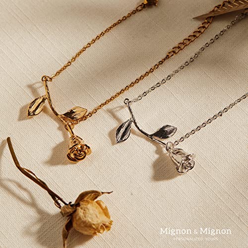 MignonandMignon Rose Gold Rose Pendant Beauty and the Beast Jewelry Bracelet Bridesmaid Flower Girl Gift - 3MRBR (Rose Gold)3