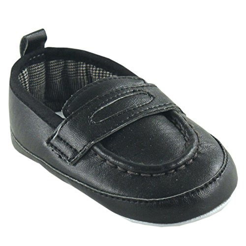 Luvable Friends Unisex Baby Crib Shoes, Black Slip On, 0-6 Months