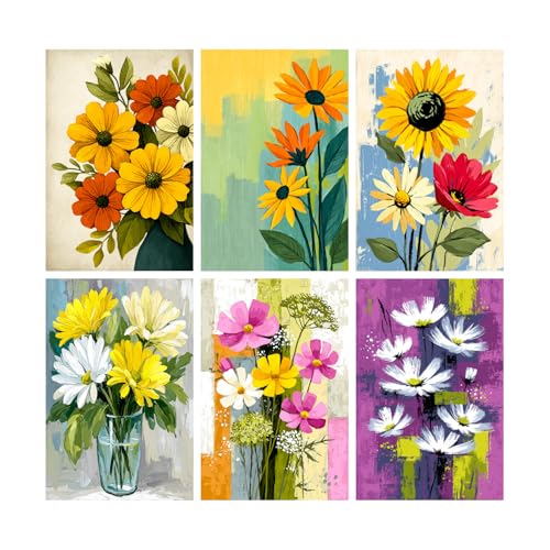Image of SiddArtify Floral Wall Art Prints Set - Botanical Flower Poster Decor for Living Room Bedroom Office - 8x12 inch Board Pack of 6