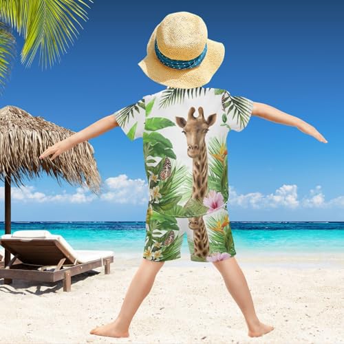 Image of visesunny Boy's 2 Pieces Shirt and Short Set Casual Shirts Short Sleeve Beach Shorts Summer Outfits for 3-10 Years Kids