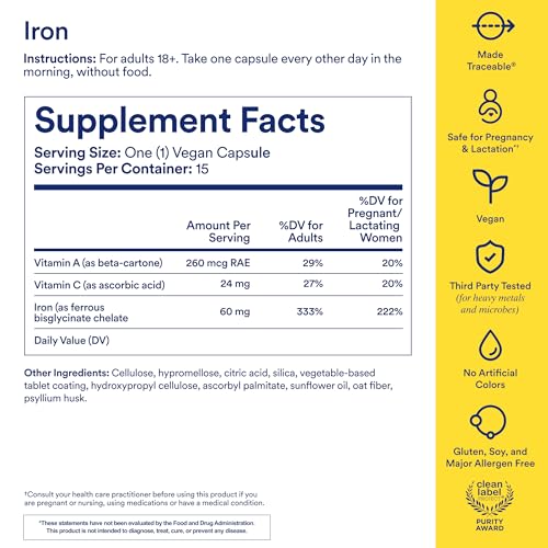 Ritual Iron Bisglycinate Supplement 60mg - 48-Hour Dosing - 15 Capsules - Image 3