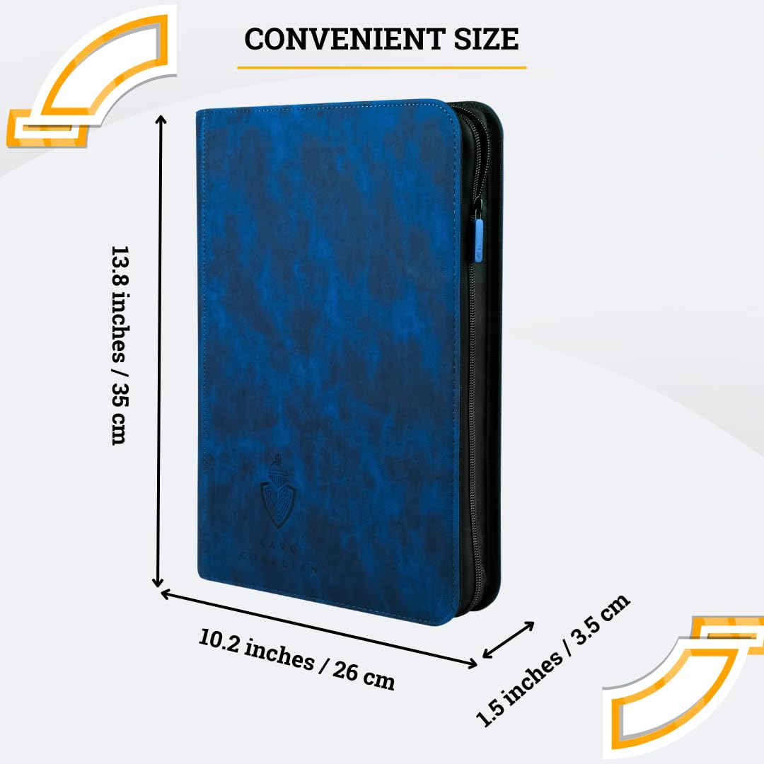 Card Guardian - 9 Pocket Premium Binder with Zipper for 504 Cards - Side Loading Pockets for Trading Card Games TCG (Blue) - Image 2