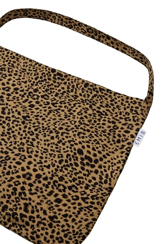 Bolsa tote ecológica ligera unisex casual con estampado de leopardo en pana marrón miniatura 4