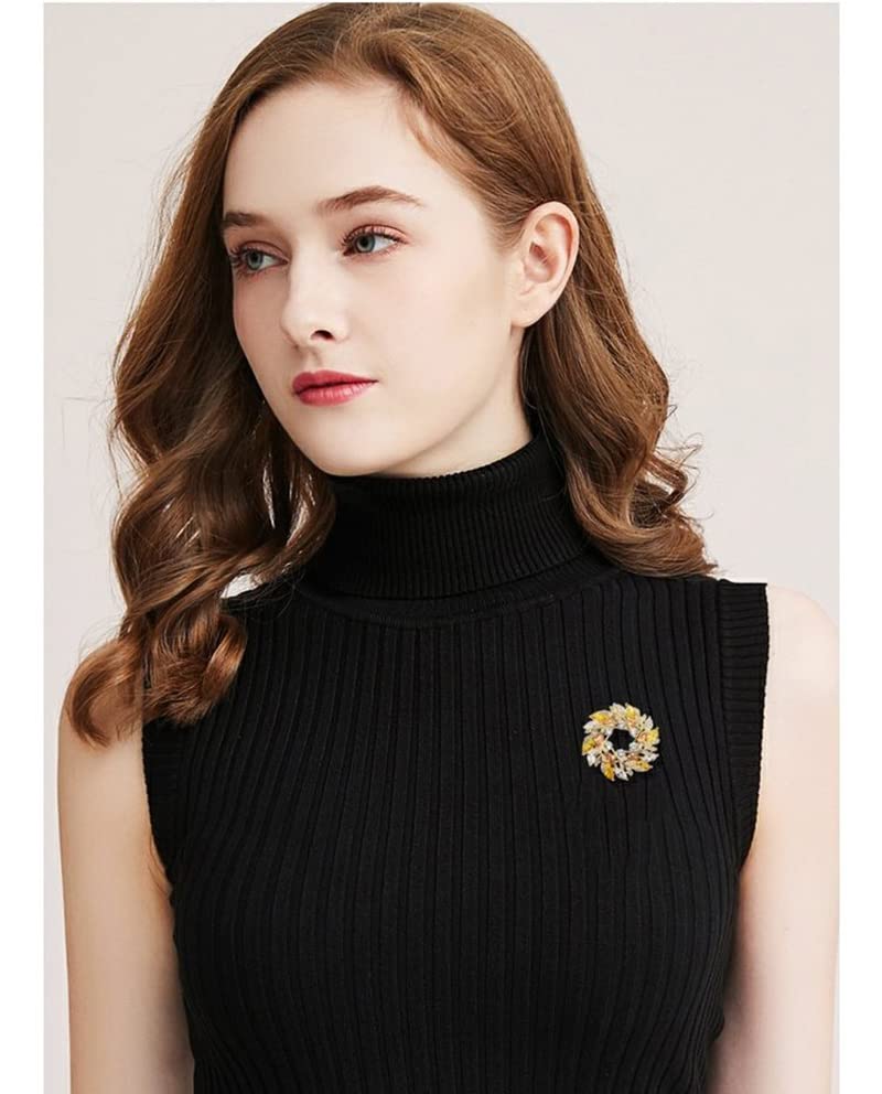 Image of 14K Gold Leaf Wreath Brooch, Handcrafted Moissanite Corsage Pin Buckle - Elegant Blazer Accessory, Perfect Birthday or Special Occasion Gift for Her