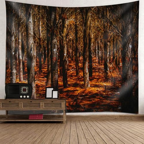 Tapisserie murale pour chambre d'ado créant une ambiance cocooning de forêt en automne