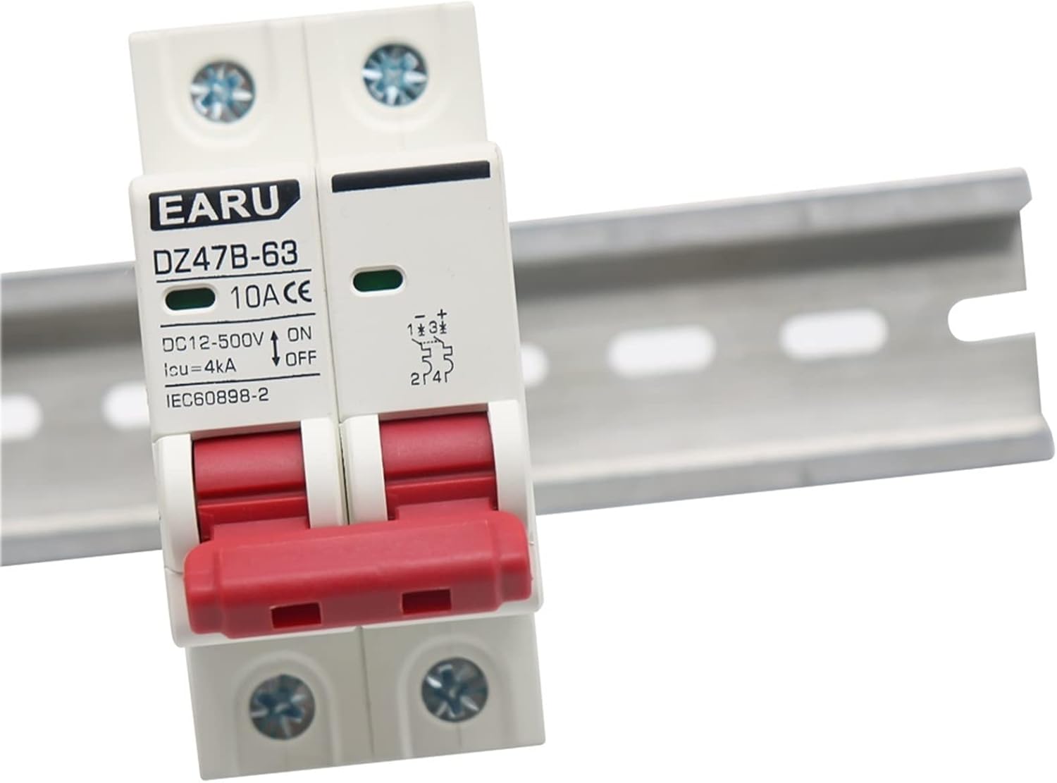 HALONE 1Pcs 2P DC MCB Battery Car Protector Mini Circuit Breaker DZ47 DC Positive and Negative Pole Rotection Switch Isolator (Size : 2P, Color : 20A)