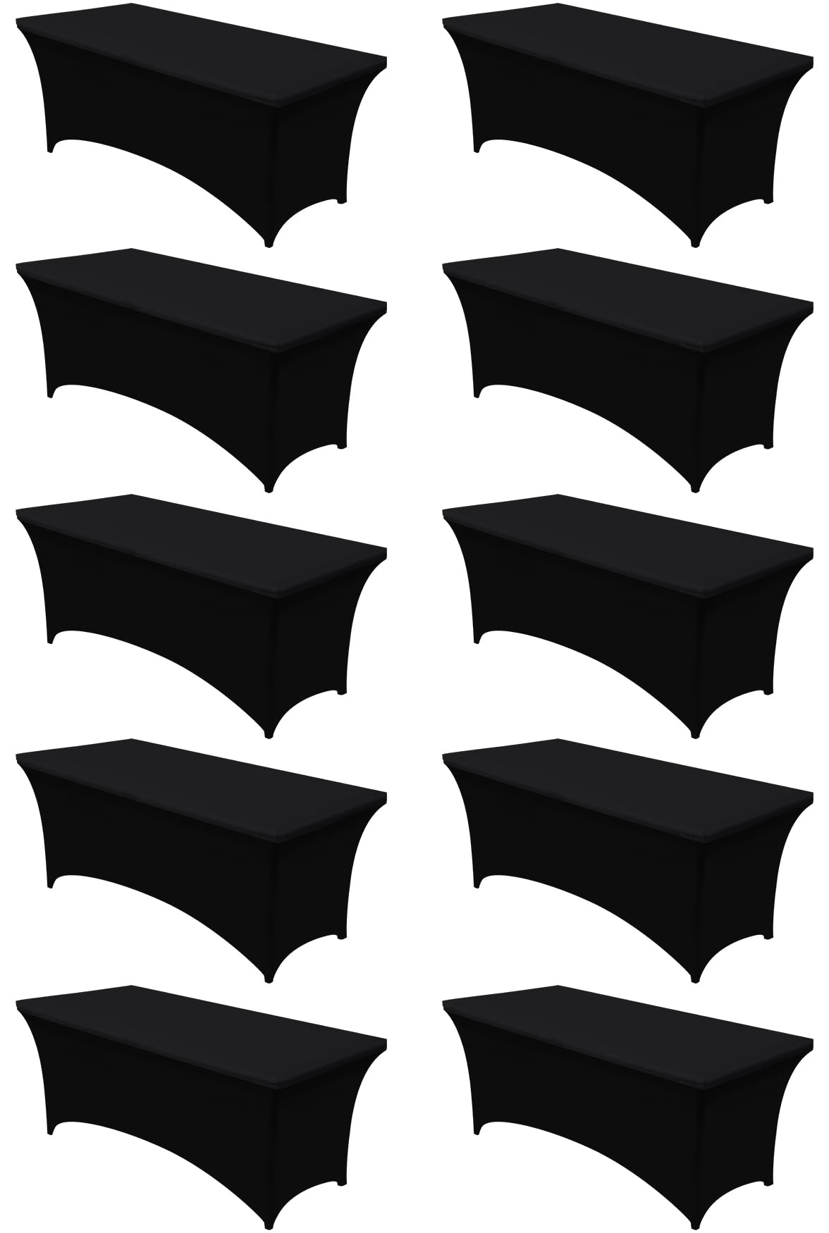 Utopia KitchenSpandex Tablecloth 10 Pack [6FT, Black] Tight, Fitted, Washable and Wrinkle Resistant Stretch Table Cloth Rectangle Cover for Trade Show, Weddings & Parties [72Lx30Wx30H Inch]OEKO-TEX STANDARD 100
