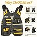 TURAND Electrician Tool Vest for Men, Reflective Safety Work Vest with Adjustable Thick Straps, Removable Phone Holder for Electrical, Carpenters, Construction, 22 Pockets