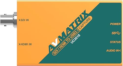 Miniatura 3 de AVMATRIX UC2018 HDMI/SDI a USB3.1 Tipo-C captura de video sin comprimir; entrada HDMI o SDI y salida USB 3.1 Gen1 (USB3.0); detección automática de