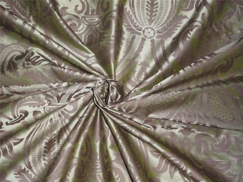 Tissu dupion de soie vert olive et marron pour robe de mariée