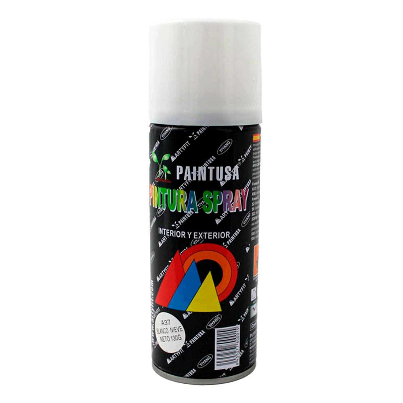 Paintusa - Bote de pintura en spray blanco nieve A37 200 ml, válido para multitud de superficies de interior y exterior: madera, metal, cartón, cerámica, plástico