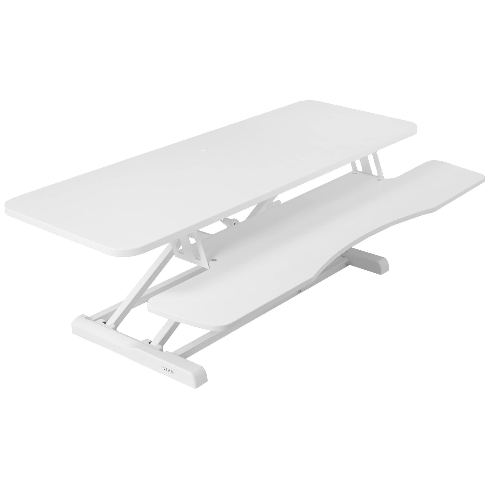 VIVO42 inch Desk Converter, K Series, Height Adjustable Sit to Stand Riser, Dual Monitor and Laptop Workstation with Wide Keyboard Tray, White, DESK-V042KW