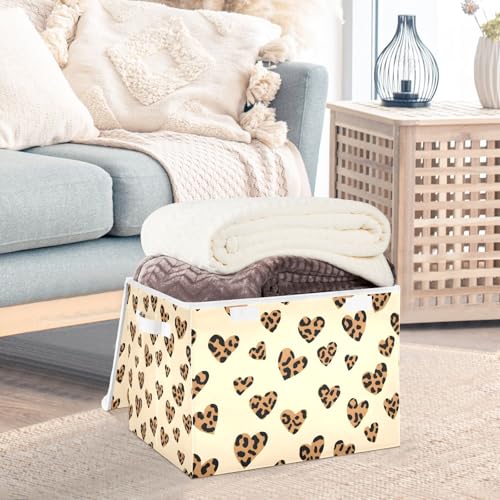 Boîtes de rangement pliables avec couvercle motif léopard pour placard