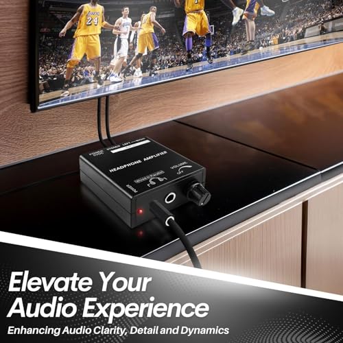 TNP Portable 3.5mm Headphones Amplifier Stereo Headphone Earphone Amp Volume Control Audio Booster with RCA Input 3.5mm 6.3mm Output Jack & Power Switch