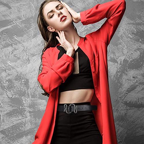 Belts for Women,Women Fashion Leather Belt for Dress with Snake Buckle2