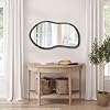 Asymmetrical Wood Mirror Irregular Wall Mirror Large Bathroom Mirror for Over Sink Rustic Black Wall Mounted Mirror for Living Room Bedroom Entryway Hallway