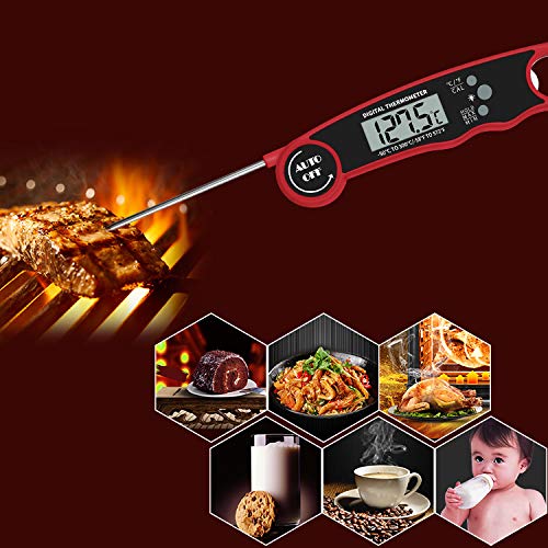 review Meat Thermometer, Digital Read in time, with Backlight and Calibration Function, with Magnet and Corkscrew, IP67 Super Waterproof. for Kitchen/Outdoor Cooking, Steak/Barbecue.