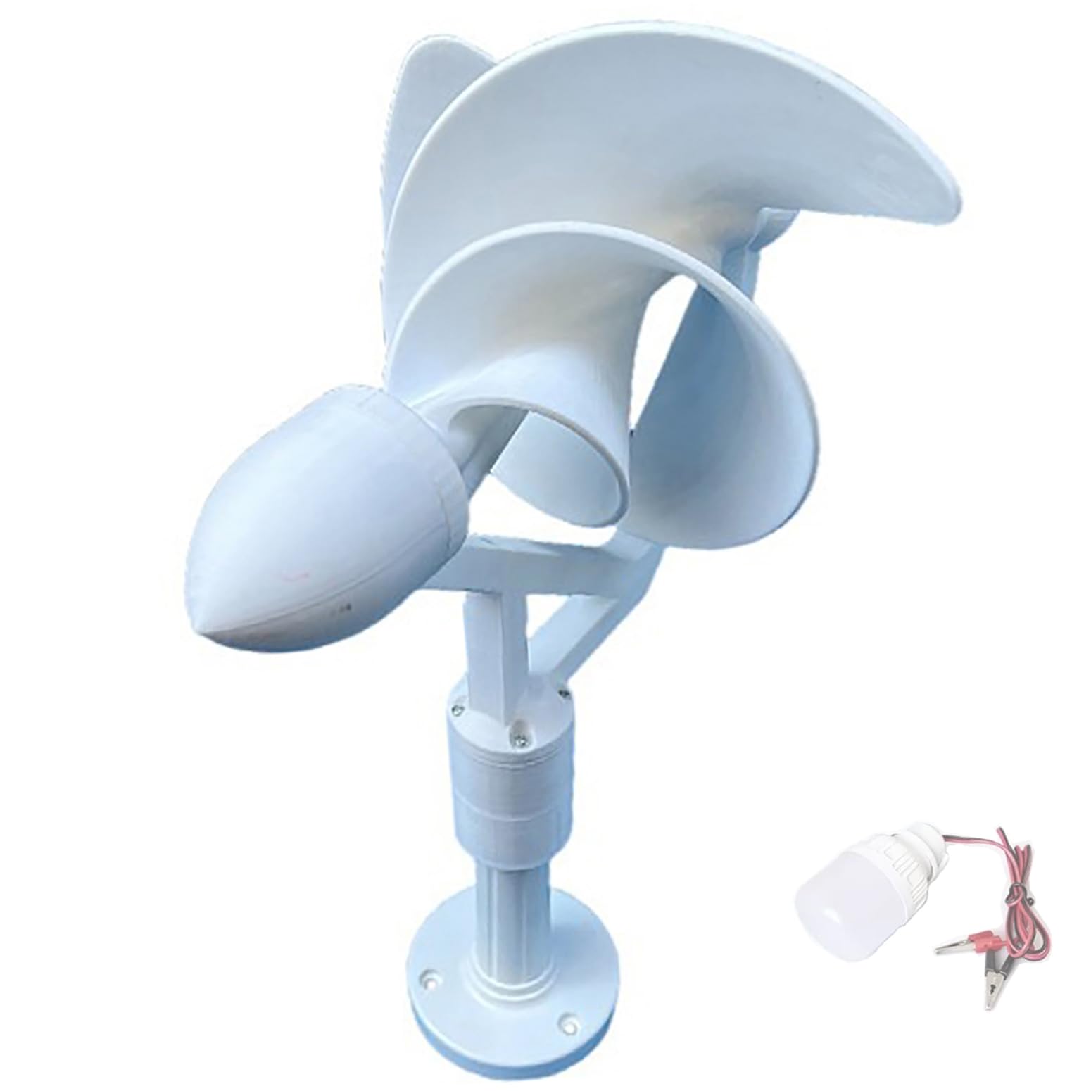 ZHOZHUT 50W Archimedes Spiral Wind Turbine Generator 12V DIY Spiral Wind Generator Model With A Light Bulb, Easy To Install Three Phase Brushless Generator For Teaching Experiments, Lighting,White,50W