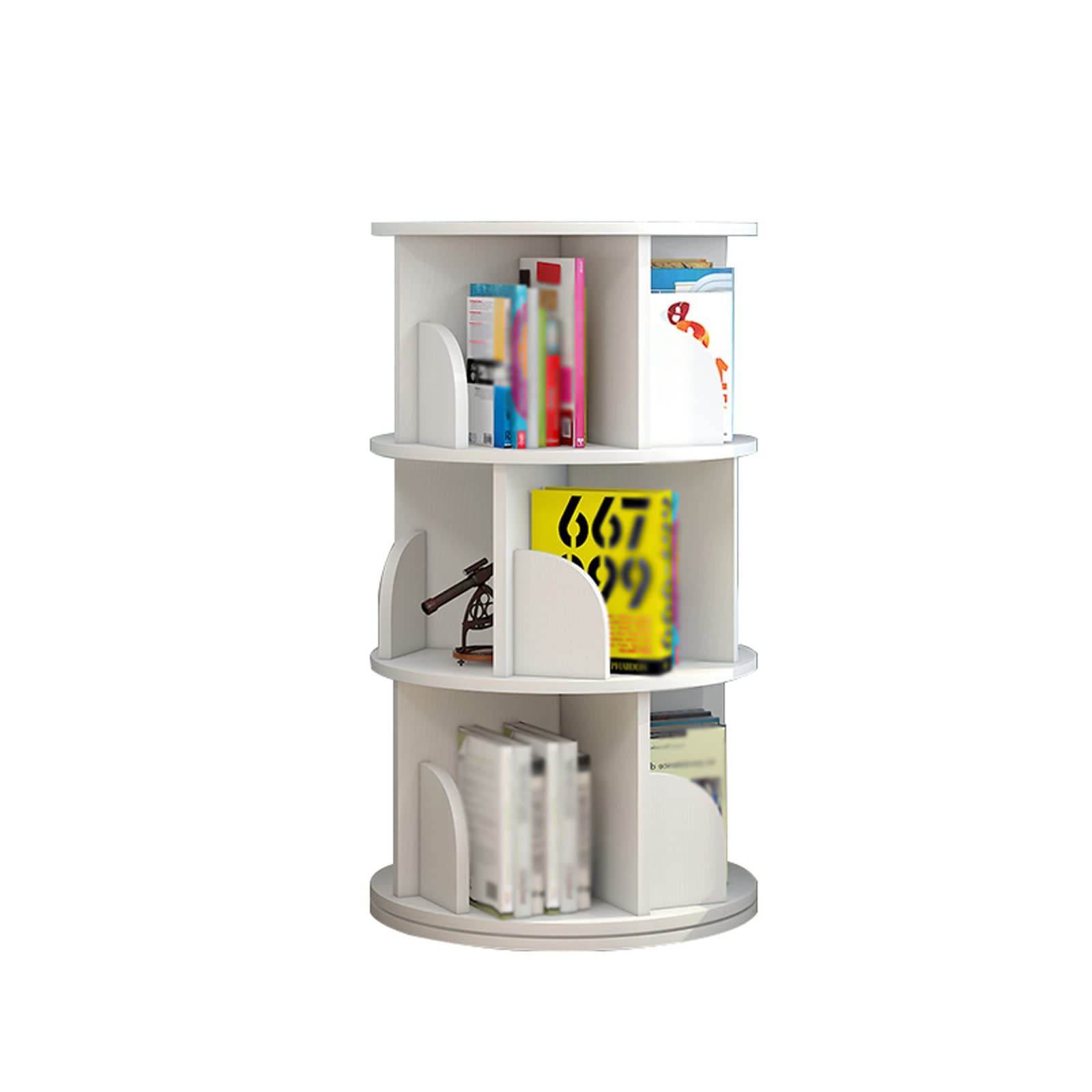 Estante giratorio de 360 grados de suelo a techo para libros de imágenes infantiles - Pequeña biblioteca blanca - Estante de almacenamiento para libros de bebé (40 x 98 cm)