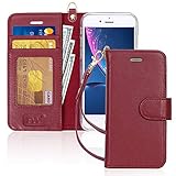 FYY [Luxury Genuine Leather] Wallet Case for iPhone 7/iPhone 8, [Kickstand Feature] Flip Folio Case Cover with [Card Slots] and [Note Pockets] for Apple iPhone 7/iPhone 8 (4.7