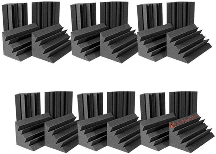 Dragon Dash 24 Pack of 4.7" X 4.7" X 9.4" Inches Black Acoustic Soundproofing Bass Trap Foam Studio Treatment Wall Panel Tiles DD1133 (Black)