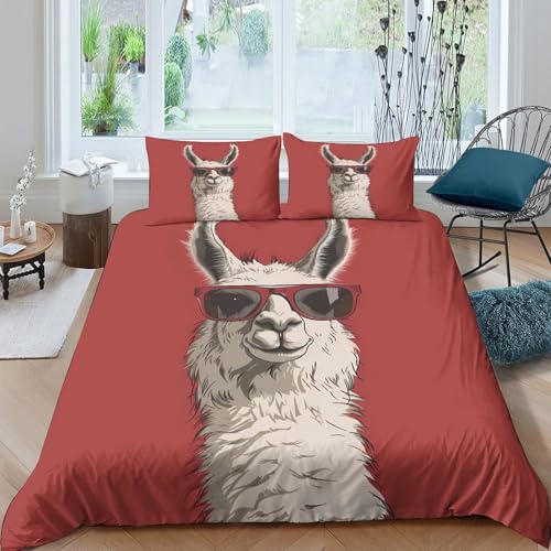 Parure de lit hypoallergique Lama Cool avec housse de couette imprimée 3D en microfibre - 4