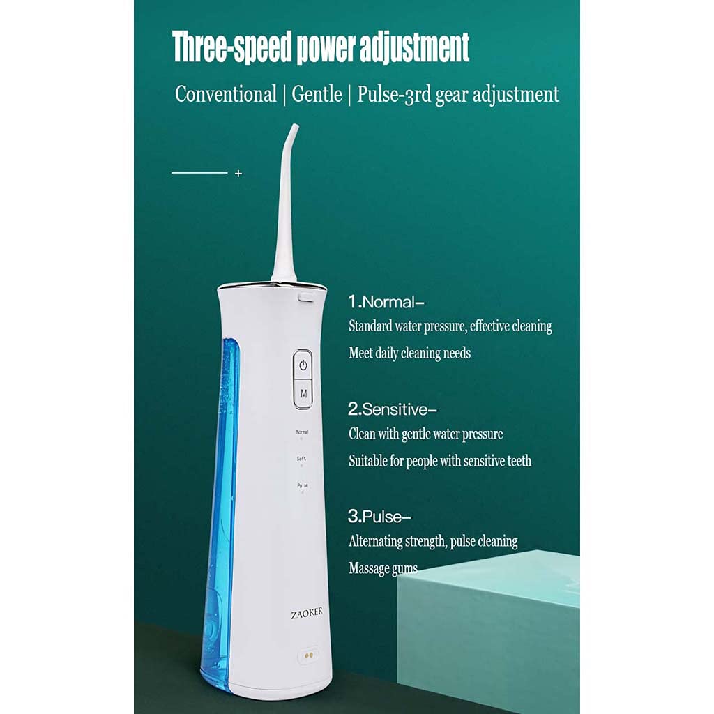 TJH Flosser de Agua, Flossers inalámbricos limpios con 5 boquillas de Chorro, IPX7 Impermeable 150ML 3 Modos Flosser eléctrico para Dientes, Irrigador Oral de Carga magnética para Viajes
