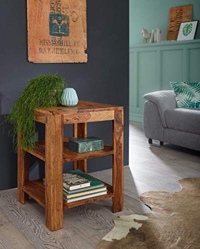 Image of Sheesham Wood Standard 3 Tier Corner Book Shelf Bookcase for Living Room Home Office Wooden Furniturre (Honey Finish)