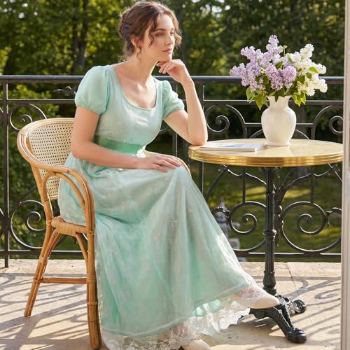 ZhouBoat Regency Light Green Ruffled Lace Puff Dress M by ZhouBoat - Image 6