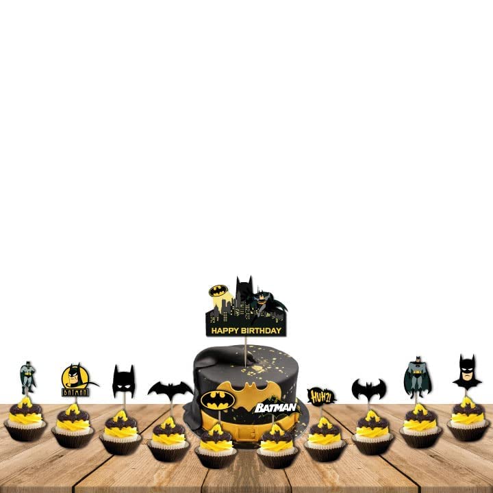 Festiko® Superhero Birthday Party Supplies for Kids, Superhero Party Decorations, Birthday Decorations Combo Cake Topper,Cup Cake Toppers