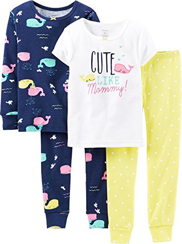 Carter's Little Girls' 4 Piece PJ Set - Cute Like Mommy - 4T
