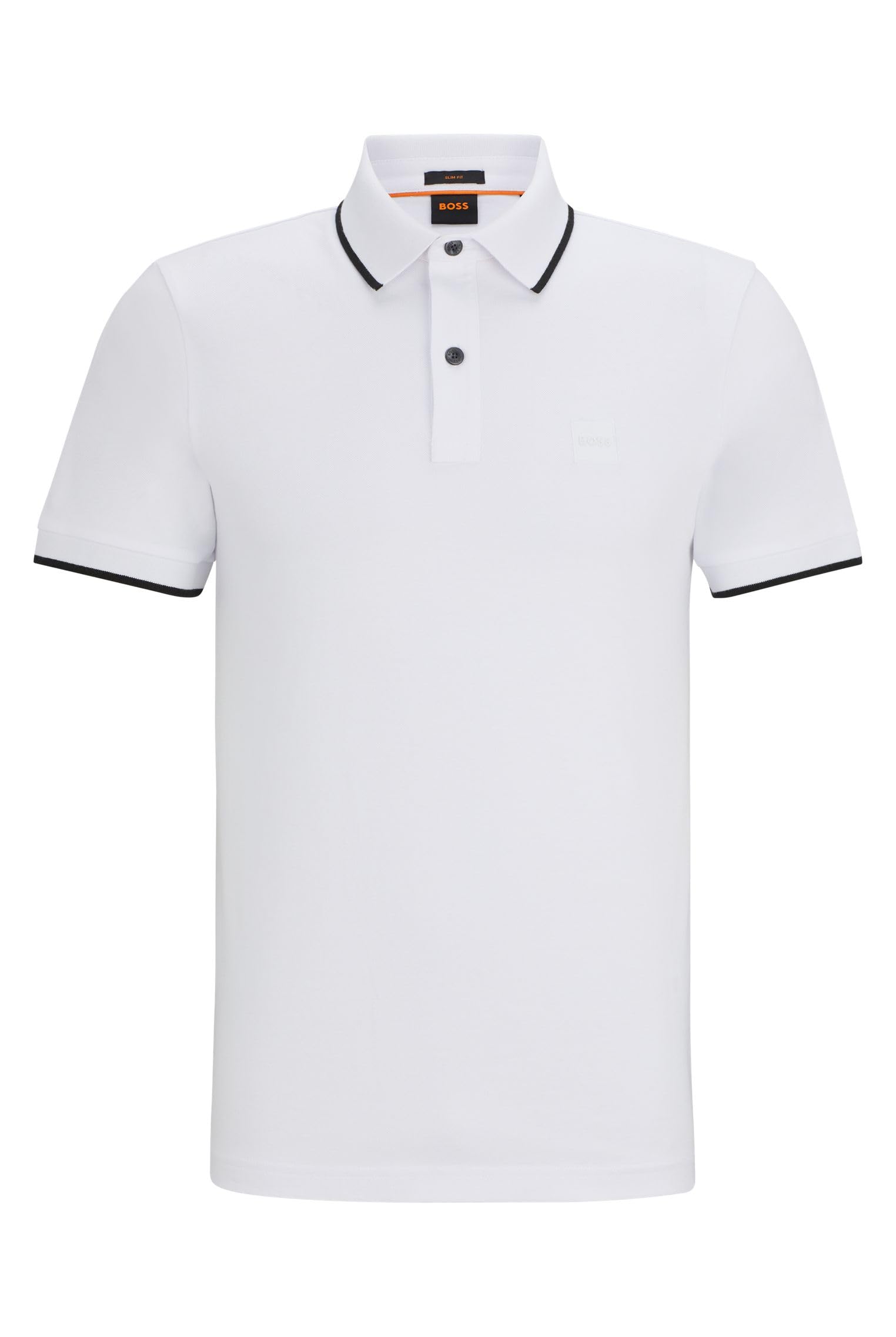 Hugo Boss Men's White Boss Slim Fit Passertip Polo Shirt - Size: 40