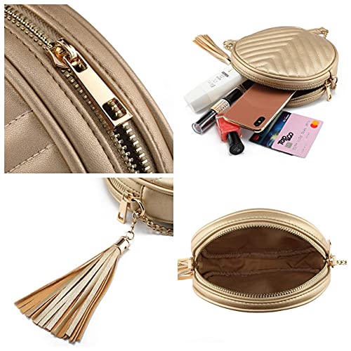 Image of Ayliss Women Crossbody Shoulder Bag Circle Tassel Purse Clutch Evening Small PU leather Handbag Fashion Wallet With Chain
